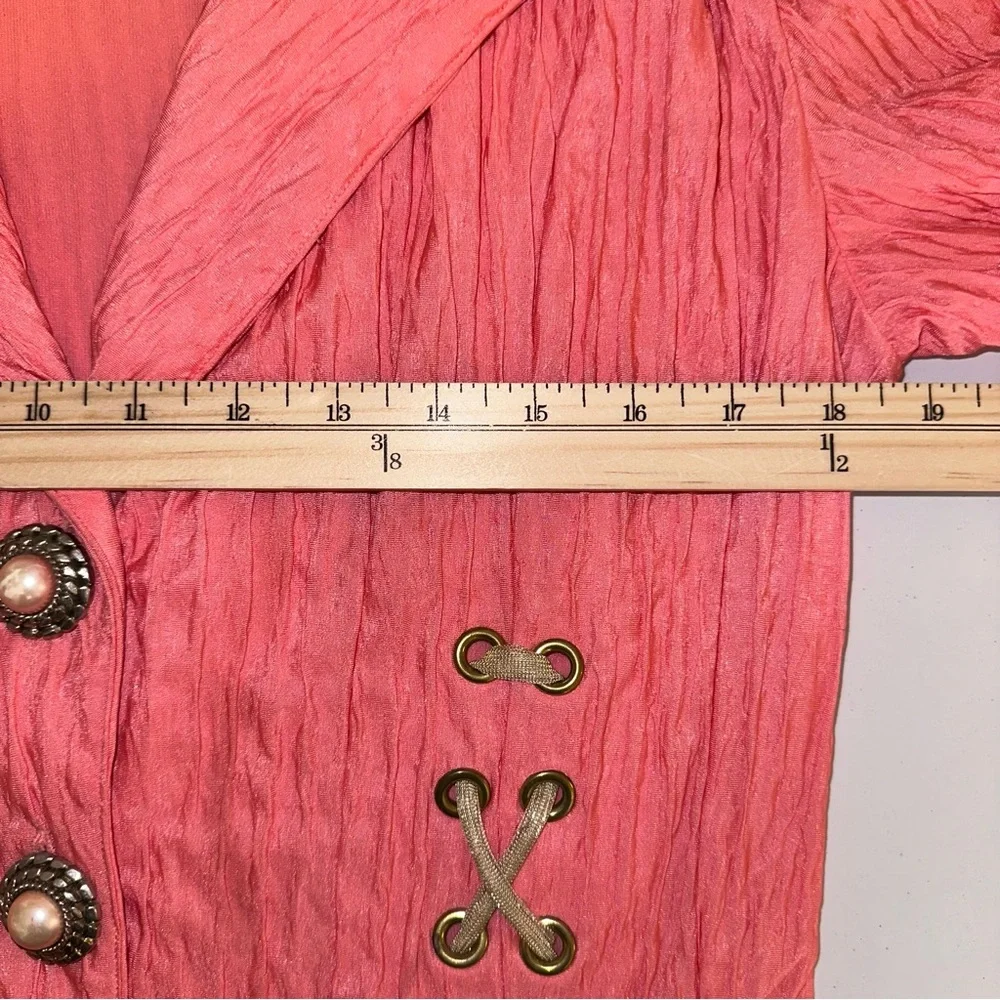 Vintage Sue Blue Tank And Jacket 2 Piece Set Sz‎ XL? Coral Crinkle USA Made READ